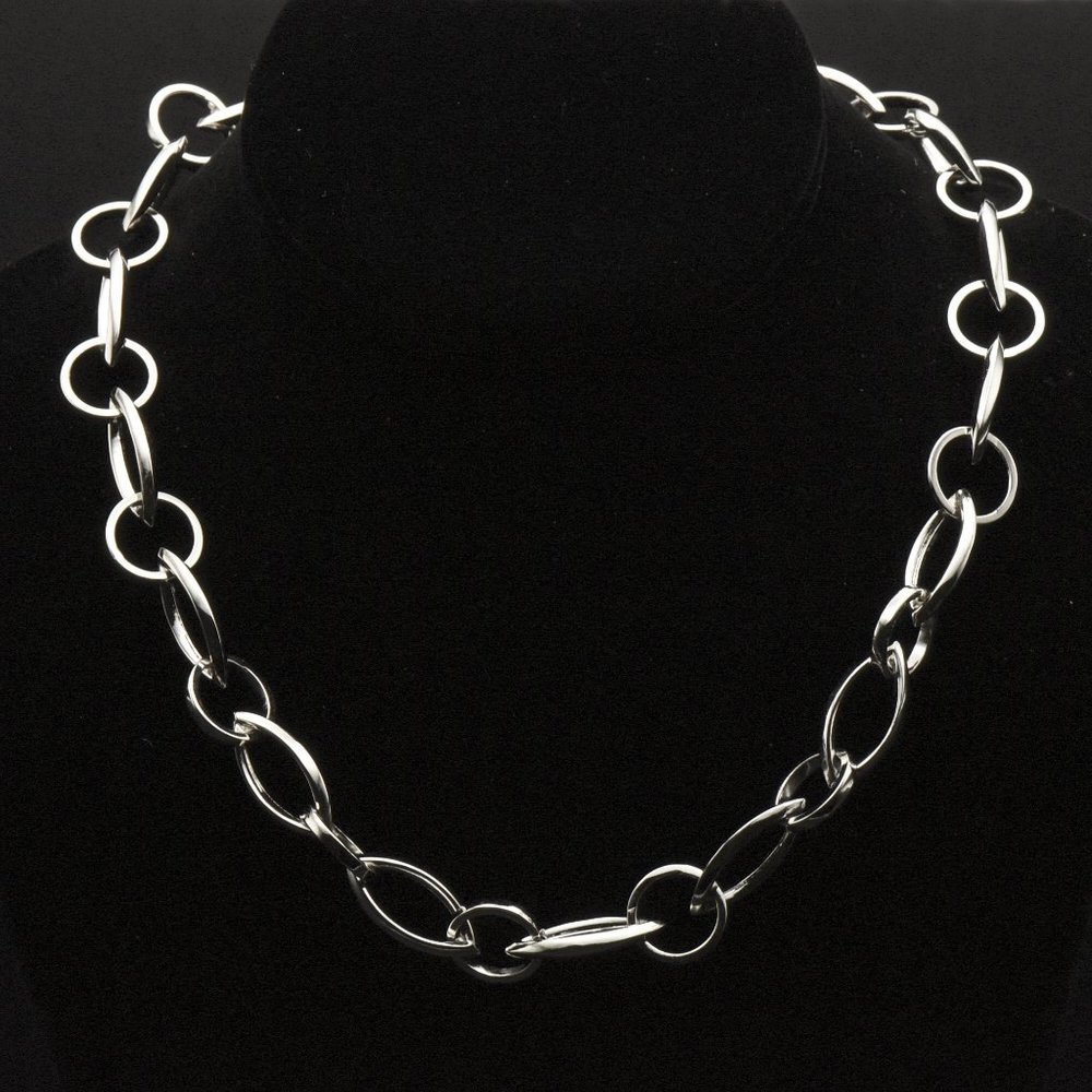 Ross-Simons - Chic Vintage Polished Sterling Silver Chain Link Necklace - 18.5"